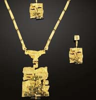 David Andersen green enamel leaves necklace